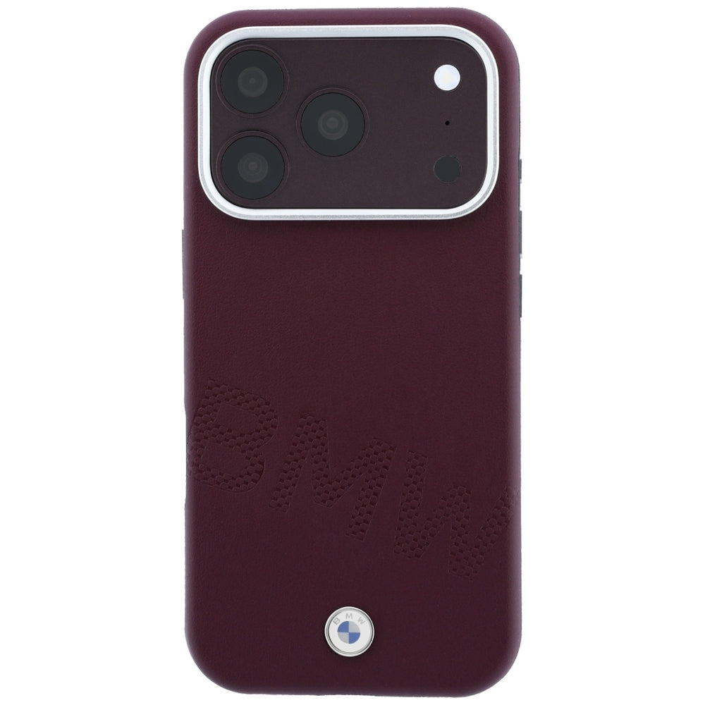 BMW iPhone 17 Pro/iPhone 18 Pro Kuori viistolla upotetulla burgundinpunaisella kuvioinnilla