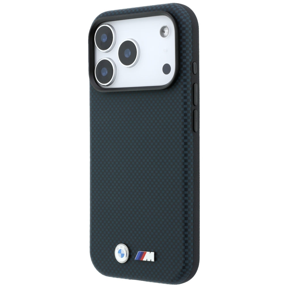 BMW iPhone 17 Pro/iPhone 18 Pro Kuori M Quadrille Kevlar Metallilogo Laivastonsininen
