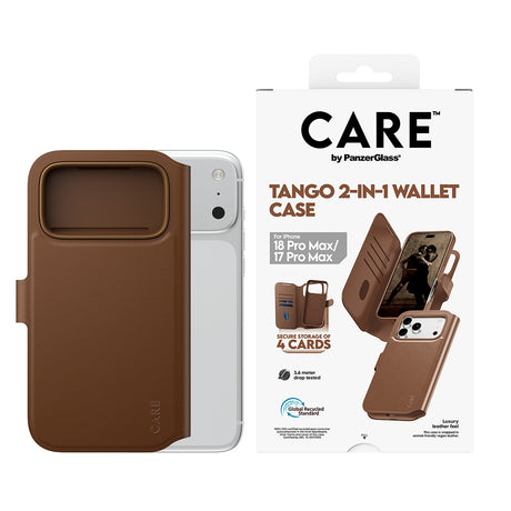 CARE by PanzerGlass iPhone 17 Pro Max/iPhone 18 Pro Max Kotelo Tango Wallet MagSafe Ruskea
