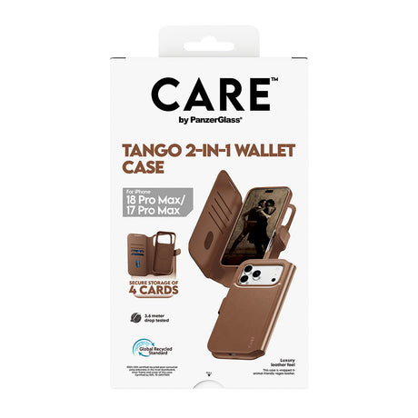 CARE by PanzerGlass iPhone 17 Pro Max/iPhone 18 Pro Max Kotelo Tango Wallet MagSafe Ruskea