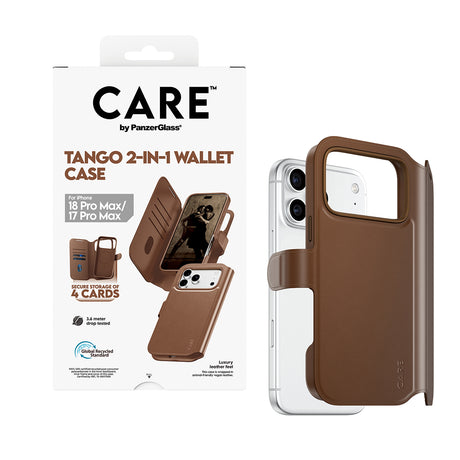 CARE by PanzerGlass iPhone 17 Pro Max/iPhone 18 Pro Max Kotelo Tango Wallet MagSafe Ruskea