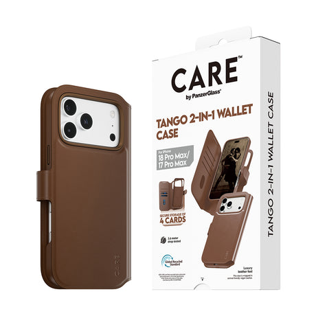 CARE by PanzerGlass iPhone 17 Pro Max/iPhone 18 Pro Max Kotelo Tango Wallet MagSafe Ruskea