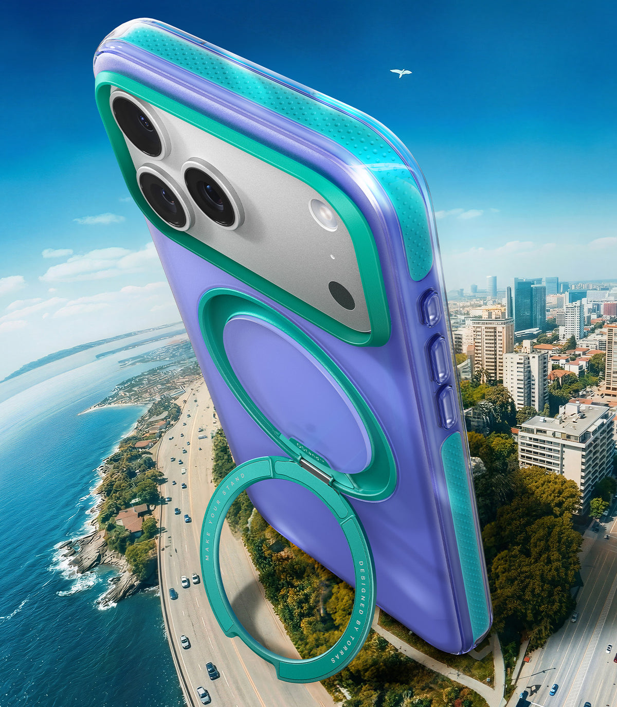 Torras iPhone 17 Pro Kuori Ostand O3 Hue Indigo Blue