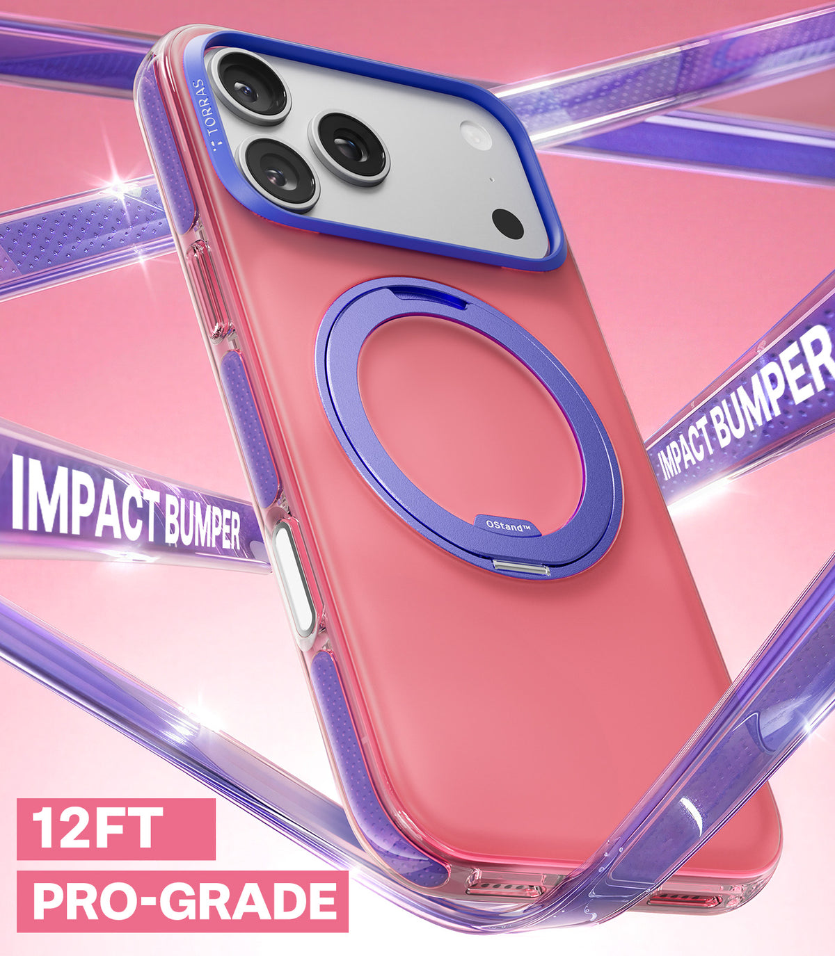 Torras iPhone 17 Pro Max Kuori Ostand O3 Hue Blush Pink