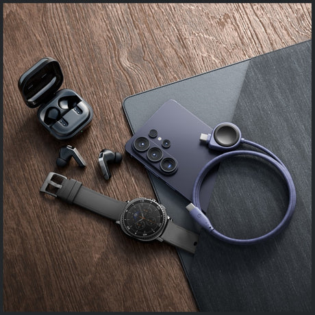 Energea Flow Duo 2-in-1 USB-C-latauskaapeli Samsung Galaxy Watch -laturilla 1,5 m
