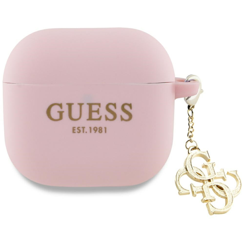 Guess AirPods 4 Kuori Silicone 4G Charm Vaaleanpunainen