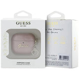Guess AirPods 4 Kuori Metallic Script Charm Vaaleanpunainen