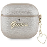 Guess AirPods 4 Kuori Metallic Script Charm Kulta