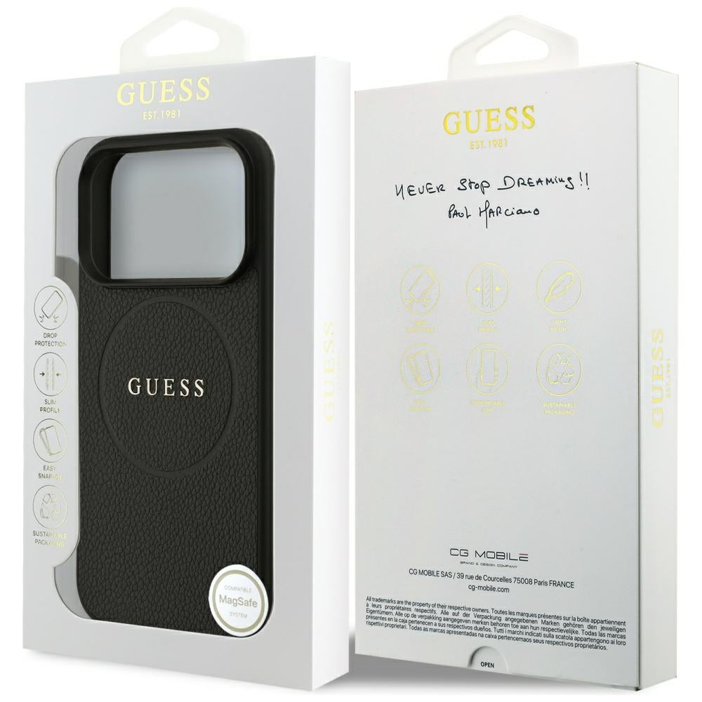 Guess iPhone 17 Pro/iPhone 18 Pro Kuori Grained Musta