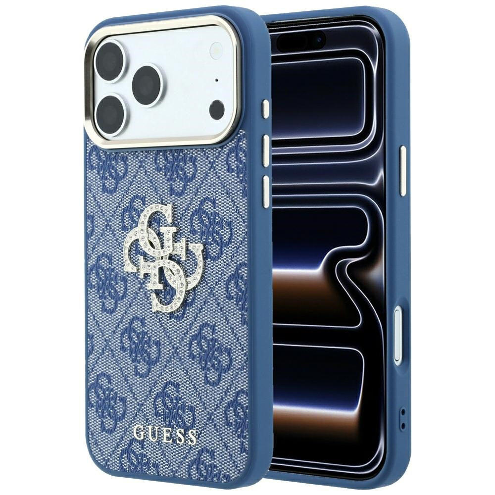 Guess iPhone 17 Pro/iPhone 18 Pro Kuori 4G Strass Logo Sininen