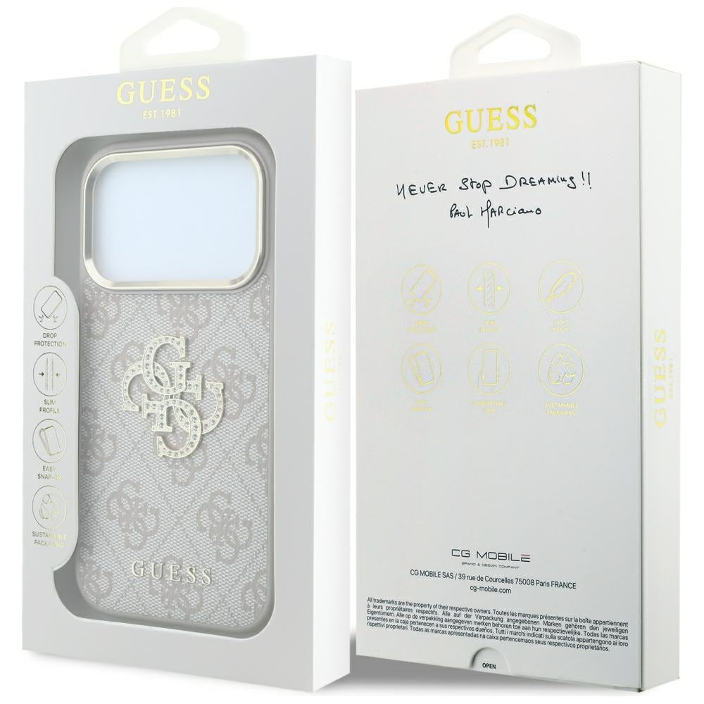 Guess iPhone 17 Pro/iPhone 18 Pro Kuori 4G Strass Logo Vaaleanpunainen