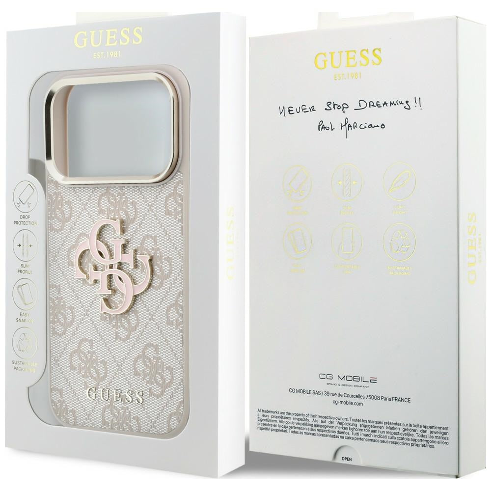 Guess iPhone 17 Pro/iPhone 18 Pro Kuori 4G Resin Logo Vaaleanpunainen