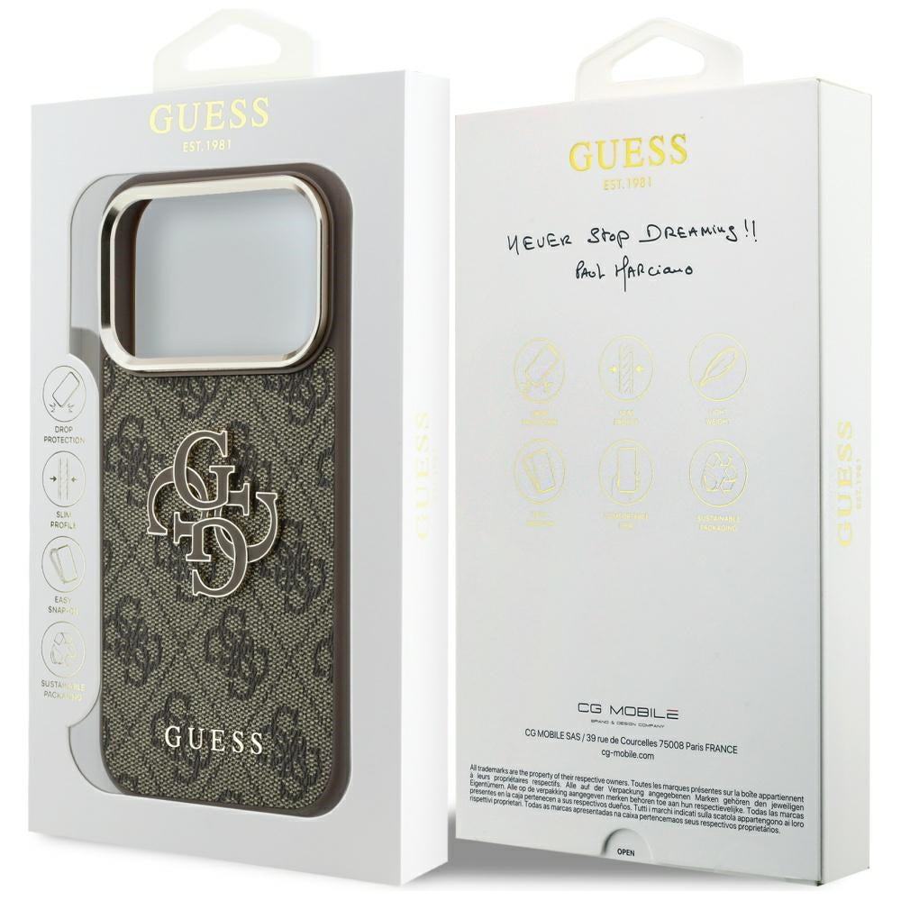 Guess iPhone 17 Pro Max/iPhone 18 Pro Max Kuori 4G Resin Logo Ruskea
