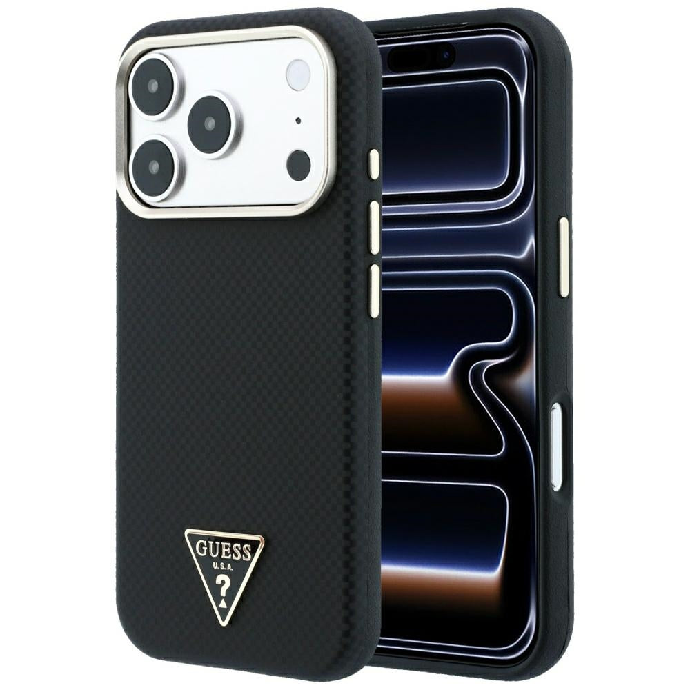 Guess iPhone 17 Pro/iPhone 18 Pro Kuori Kevlar-kolmio-logo Musta