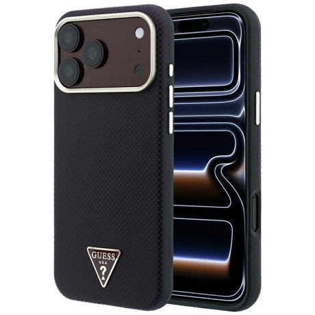 Guess iPhone 17 Pro Max/iPhone 18 Pro Max Kuori Kevlar Triangle Logo Viininpunainen