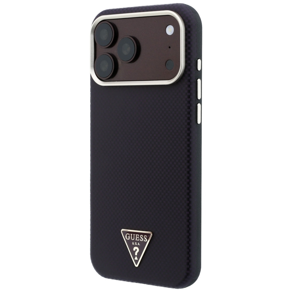 Guess iPhone 17 Pro Max/iPhone 18 Pro Max Kuori Kevlar Triangle Logo Viininpunainen