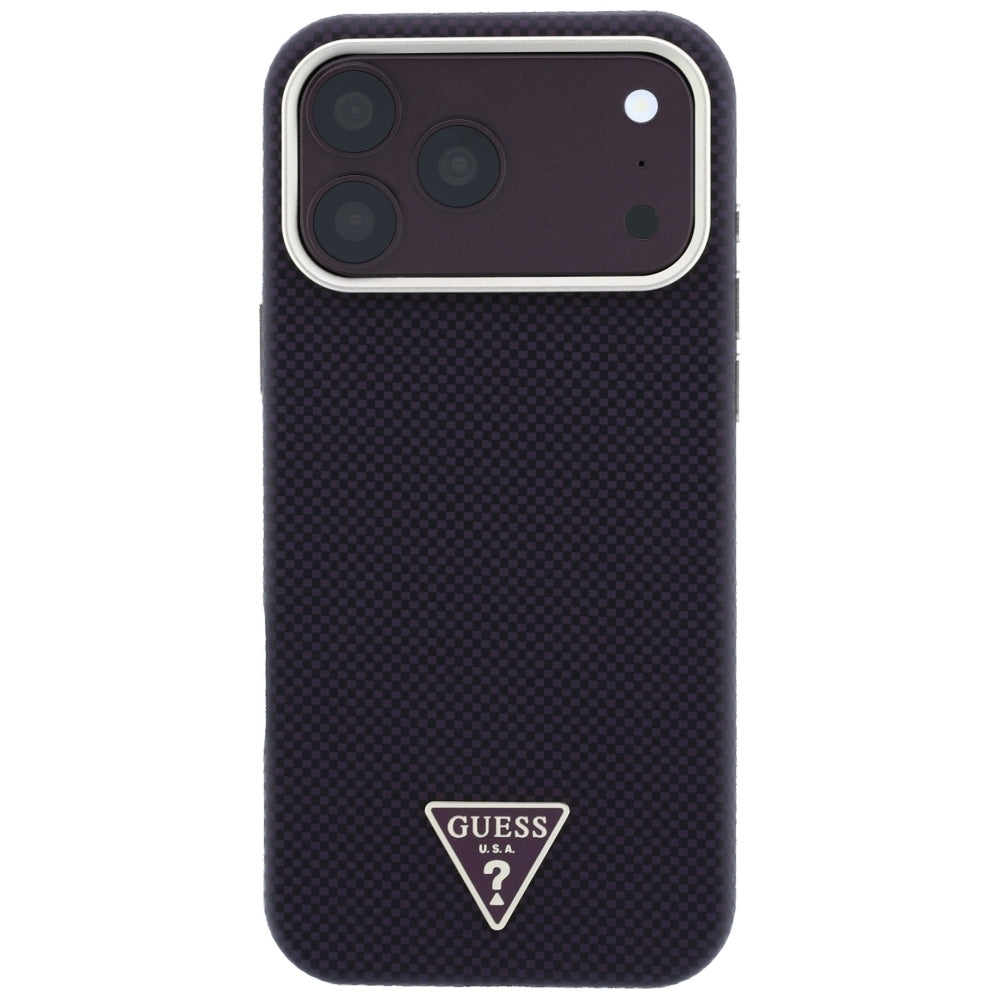 Guess iPhone 17 Pro Max/iPhone 18 Pro Max Kuori Kevlar Triangle Logo Viininpunainen
