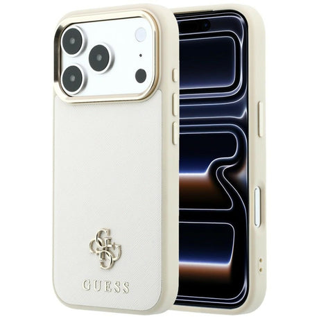Guess iPhone 17 Pro Max/iPhone 18 Pro Max Kuori Saffiano 4G Classic Logo Beige
