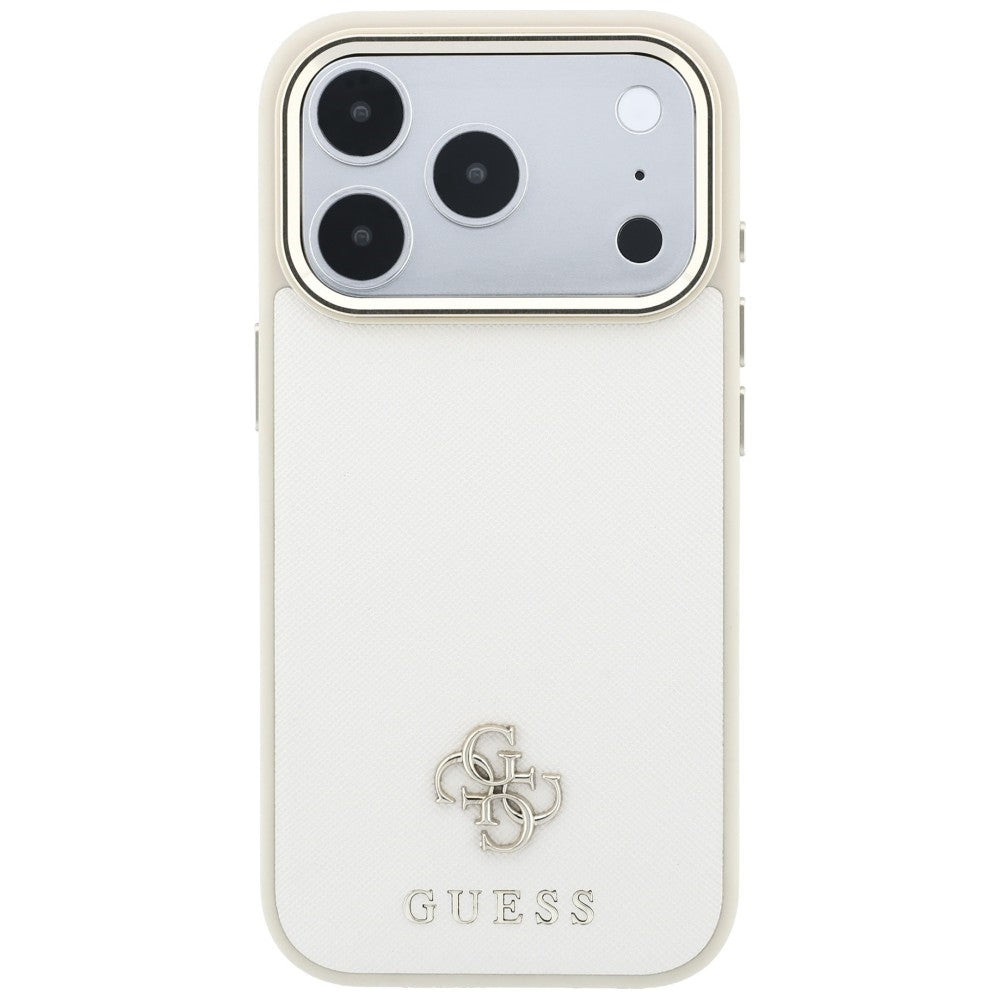Guess iPhone 17 Pro Max/iPhone 18 Pro Max Kuori Saffiano 4G Classic Logo Beige
