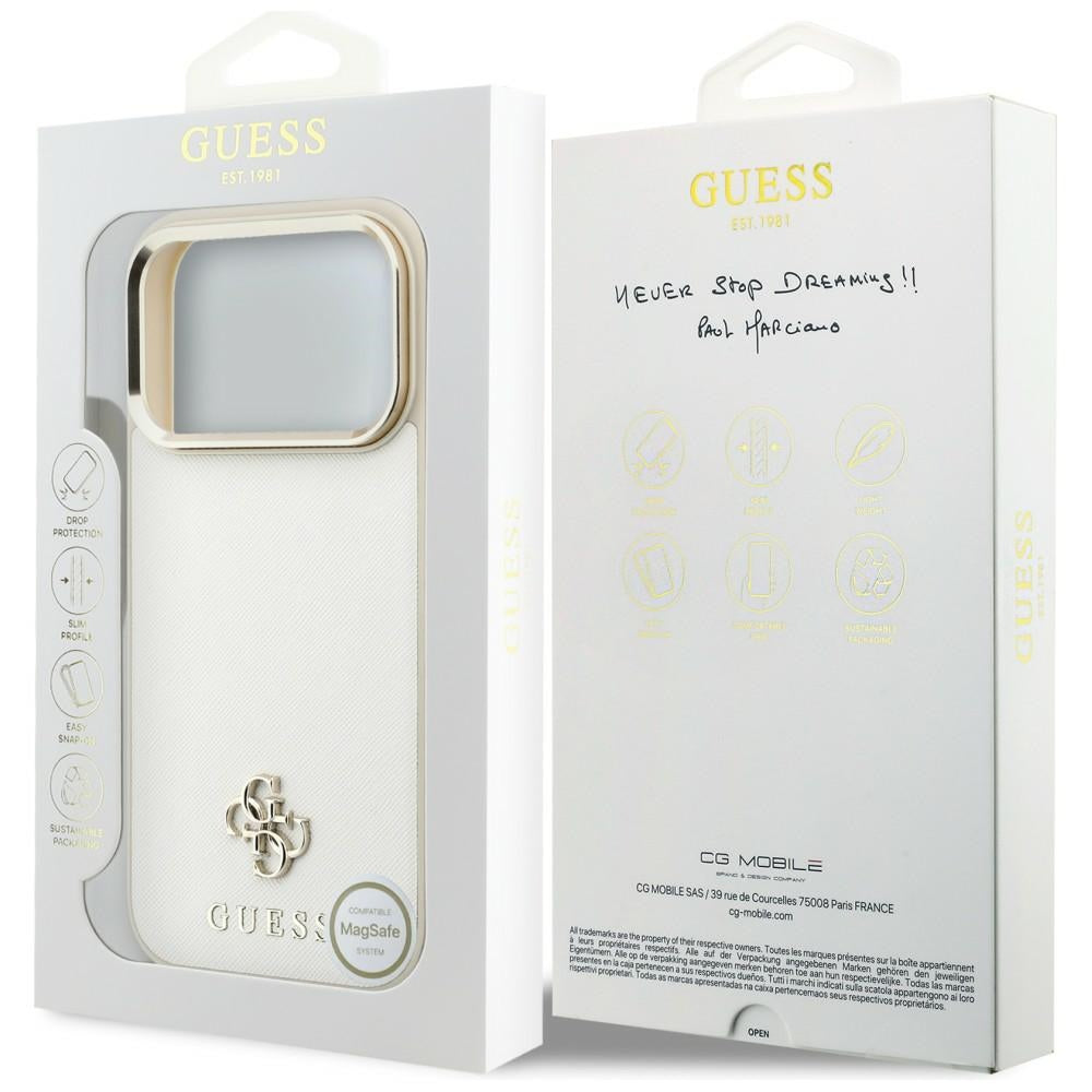 Guess iPhone 17 Pro Max/iPhone 18 Pro Max Kuori Saffiano 4G Classic Logo Beige