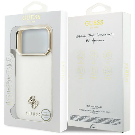 Guess iPhone 17 Pro Max/iPhone 18 Pro Max Kuori Saffiano 4G Classic Logo Beige