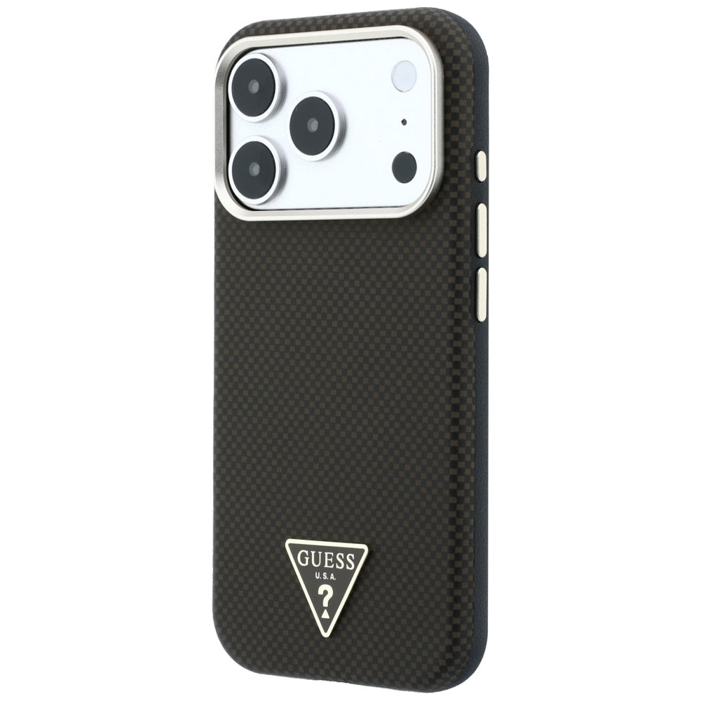 Guess iPhone 17 Pro/iPhone 18 Pro Kuori Kevlar Triangle Logo Ruskea
