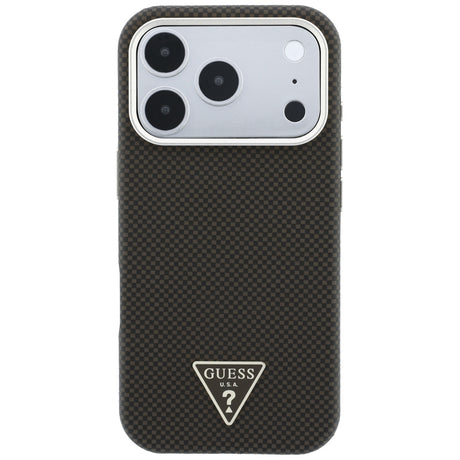 Guess iPhone 17 Pro Max/iPhone 18 Pro Max Kuori Kevlar Triangle Logo Ruskea
