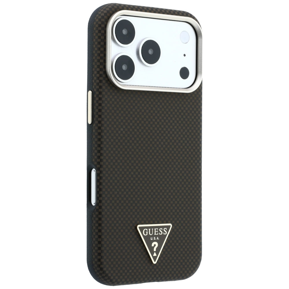 Guess iPhone 17 Pro Max/iPhone 18 Pro Max Kuori Kevlar Triangle Logo Ruskea