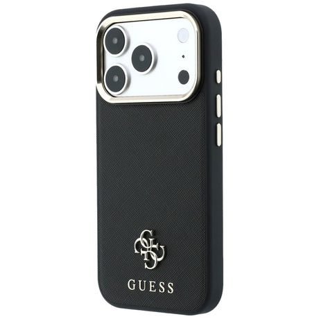 Guess iPhone 17 Pro Max/iPhone 18 Pro Max Kuori Saffiano 4G Classic Logo Musta
