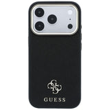 Guess iPhone 17 Pro Max/iPhone 18 Pro Max Kuori Saffiano 4G Classic Logo Musta