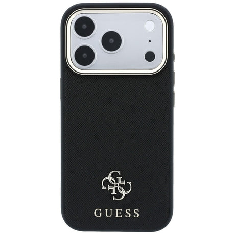 Guess iPhone 17 Pro Max/iPhone 18 Pro Max Kuori Saffiano 4G Classic Logo Musta