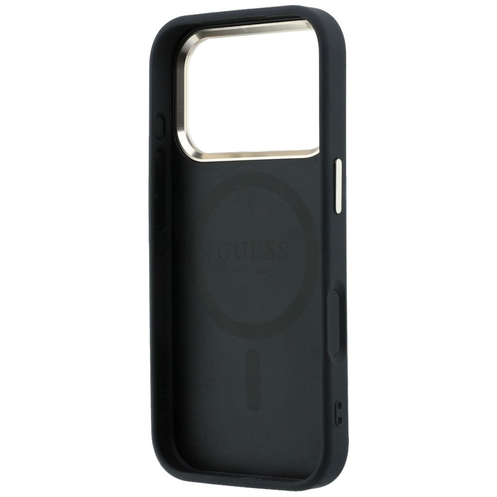 Guess iPhone 17 Pro Max/iPhone 18 Pro Max Kuori Saffiano 4G Classic Logo Musta