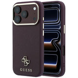 Guess iPhone 17 Pro/iPhone 18 Pro Kuori Saffiano 4G Classic Logo Burgundy