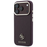 Guess iPhone 17 Pro/iPhone 18 Pro Kuori Saffiano 4G Classic Logo Burgundy
