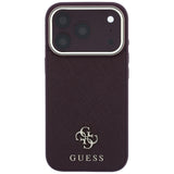 Guess iPhone 17 Pro/iPhone 18 Pro Kuori Saffiano 4G Classic Logo Burgundy