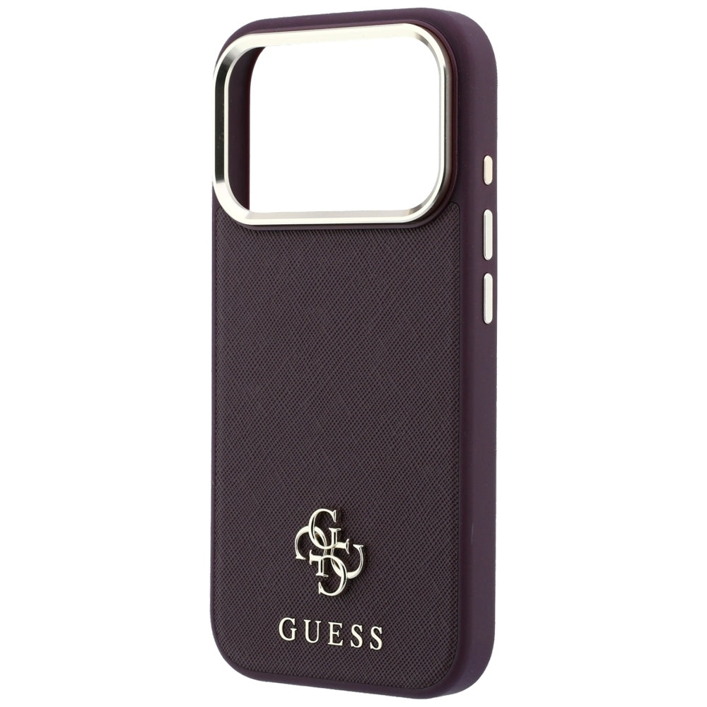 Guess iPhone 17 Pro/iPhone 18 Pro Kuori Saffiano 4G Classic Logo Burgundy