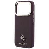 Guess iPhone 17 Pro/iPhone 18 Pro Kuori Saffiano 4G Classic Logo Burgundy