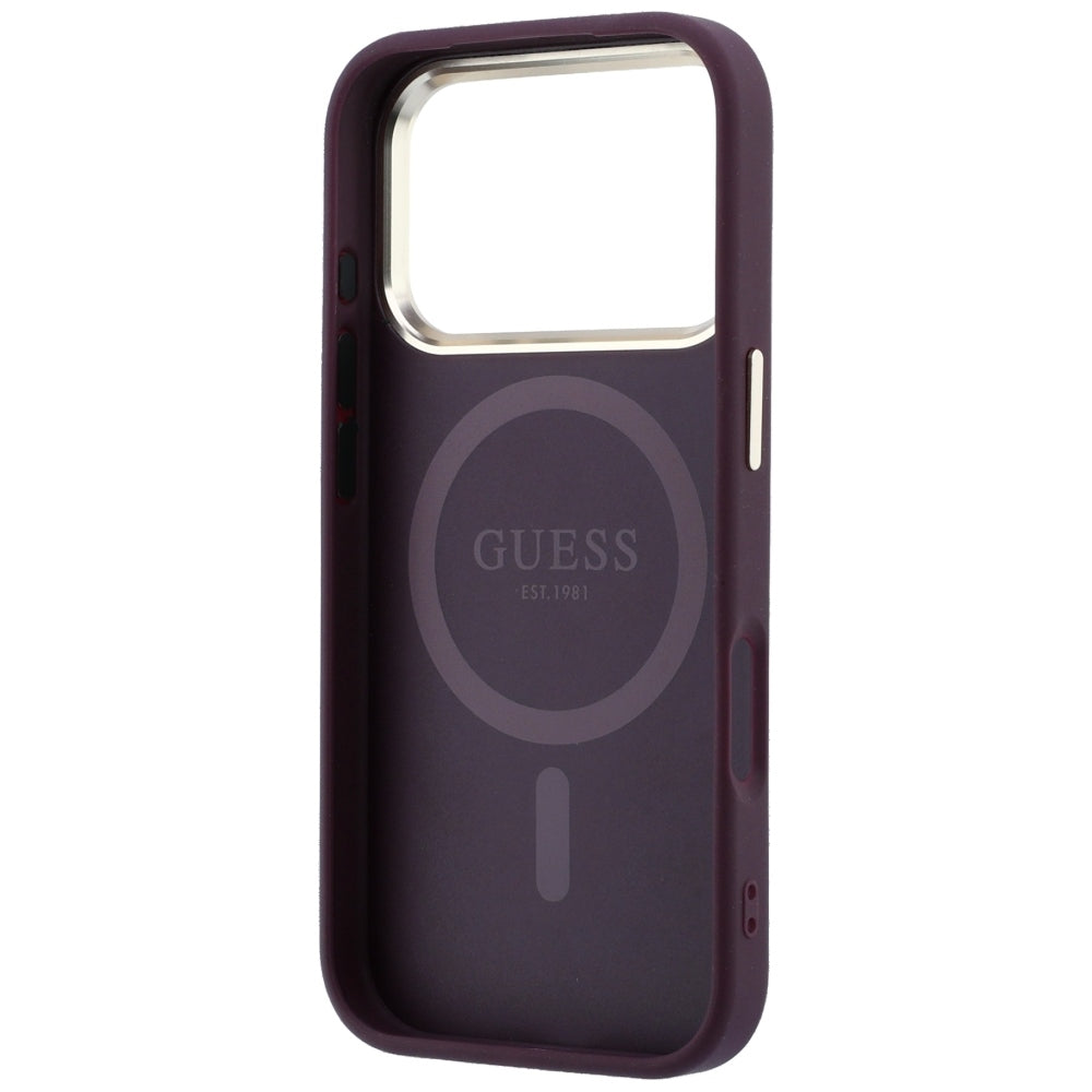 Guess iPhone 17 Pro/iPhone 18 Pro Kuori Saffiano 4G Classic Logo Burgundy