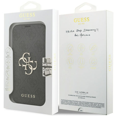 Guess iPhone 17 Pro/iPhone 18 Pro Kotelo Book 4G Metal Logo Musta