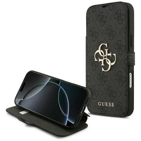 Guess iPhone 17 Pro Max/iPhone 18 Pro Max Kotelo Book 4G Metal Logo Musta