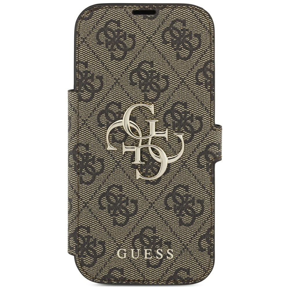 Guess iPhone 17 Pro/iPhone 18 Pro Kotelo Book 4G Metal Logo Ruskea