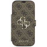Guess iPhone 17 Pro/iPhone 18 Pro Kotelo Book 4G Metal Logo Ruskea