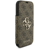 Guess iPhone 17 Pro/iPhone 18 Pro Kotelo Book 4G Metal Logo Ruskea