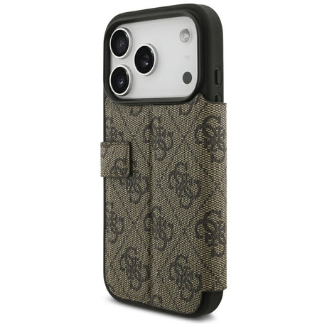 Guess iPhone 17 Pro/iPhone 18 Pro Kotelo Book 4G Metal Logo Ruskea