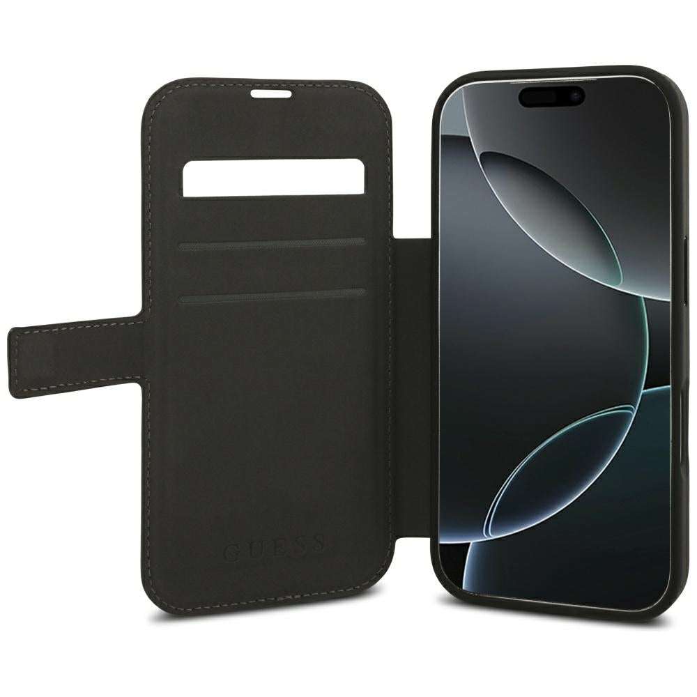Guess iPhone 17 Pro/iPhone 18 Pro Kotelo Book 4G Metal Logo Ruskea