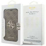 Guess iPhone 17 Pro/iPhone 18 Pro Kotelo Book 4G Metal Logo Ruskea