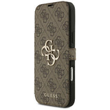 Guess iPhone 17 Pro Max/iPhone 18 Pro Max Kotelo Book 4G Metal Logo Ruskea