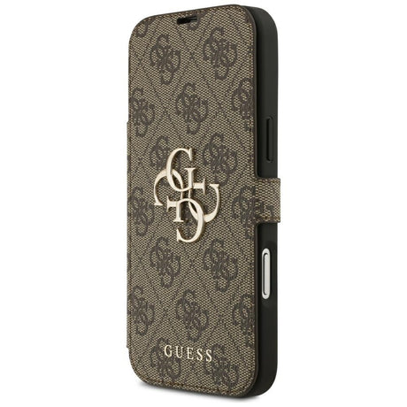 Guess iPhone 17 Pro Max/iPhone 18 Pro Max Kotelo Book 4G Metal Logo Ruskea