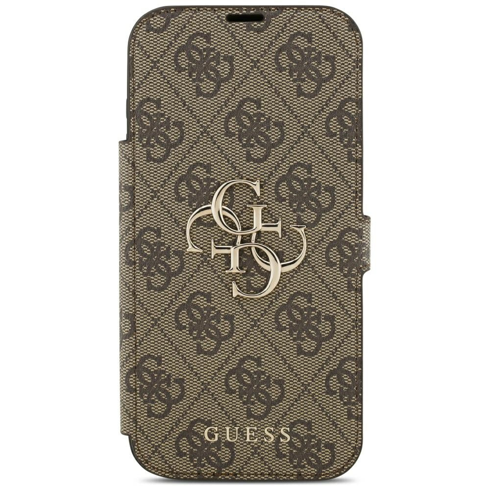 Guess iPhone 17 Pro Max/iPhone 18 Pro Max Kotelo Book 4G Metal Logo Ruskea