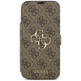 Guess iPhone 17 Pro Max/iPhone 18 Pro Max Kotelo Book 4G Metal Logo Ruskea